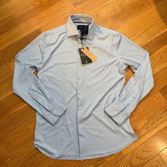 Marc Asher Blue Button Front Stretch Long Sleeve Dress Shirt NWT Medium - Picture 1 of 8